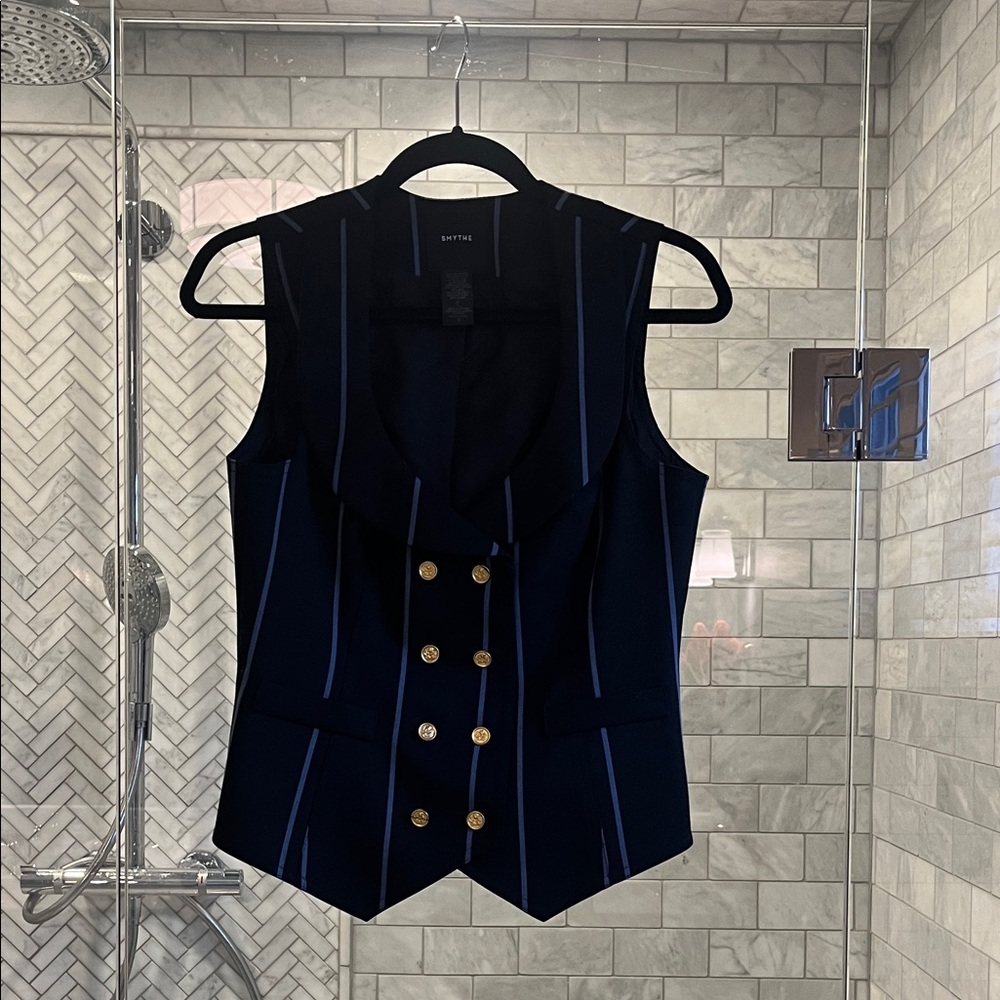 Smythe Black Vest with Subtle Stripes